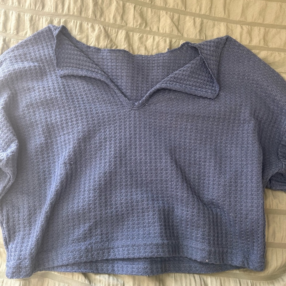 Cropped Waffle Knit Sweater